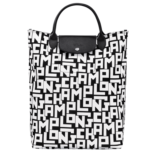Le Pliage LGP M Tote bag , Black/White - Canvas - View 1 of  4