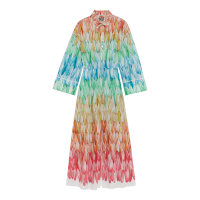 Long dress , Rainbow - Printed poplin