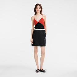 Short skirt with belt patch , Black - Technical taffeta