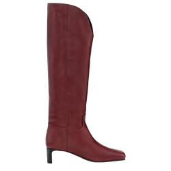 La Cavalière Heel boots , Pomegranate - Leather