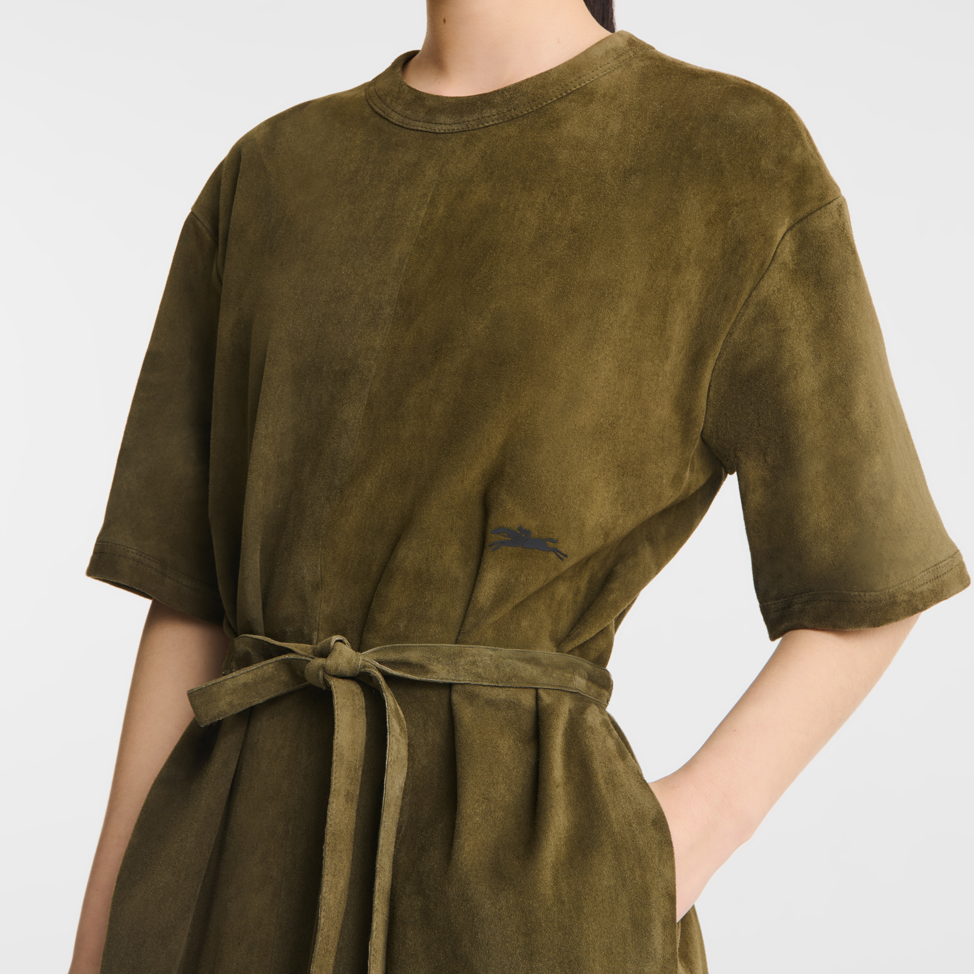 null Leather long dress, Khaki