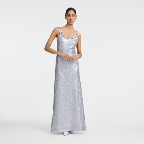 Long dress , Silver - Sequin - View 2 of 4