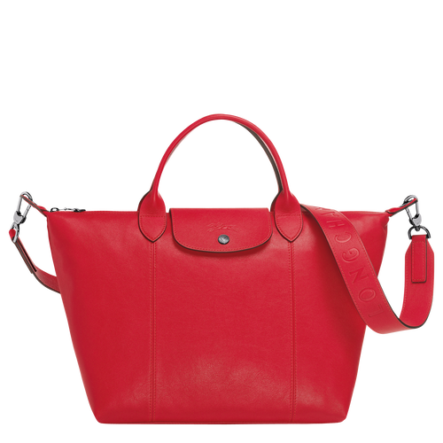 Top handle bag M Le Pliage Cuir Red (L1515757545) | Longchamp US