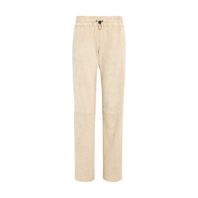 Leather straight pants , Linen - Leather