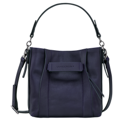 Longchamp 3D 斜背袋 S , 藍莓色 - 皮革