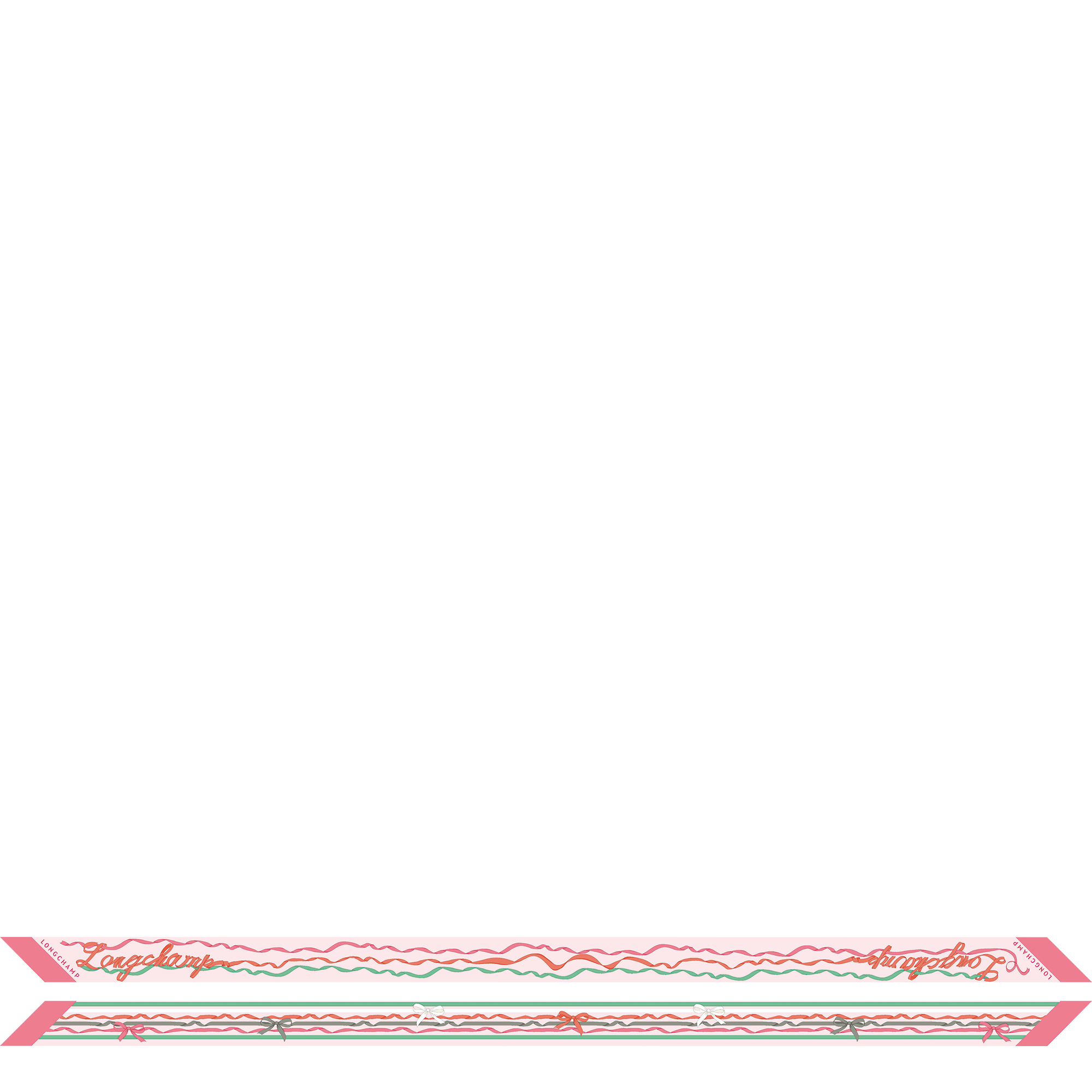 Longchamp 緞帶 束髮帶, 珊瑚粉色