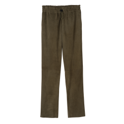 Cal&ccedil;as de corte a direito em couro , Pele - Caqui