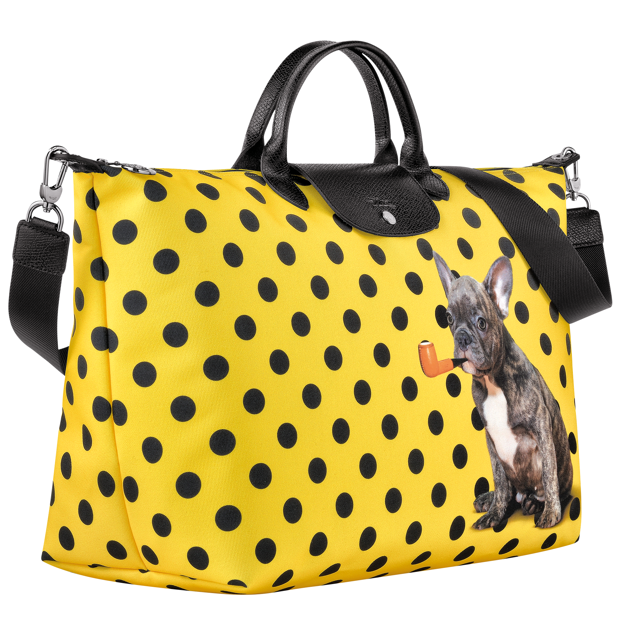 Longchamp x ToiletPaper 旅行袋 S, 黃色