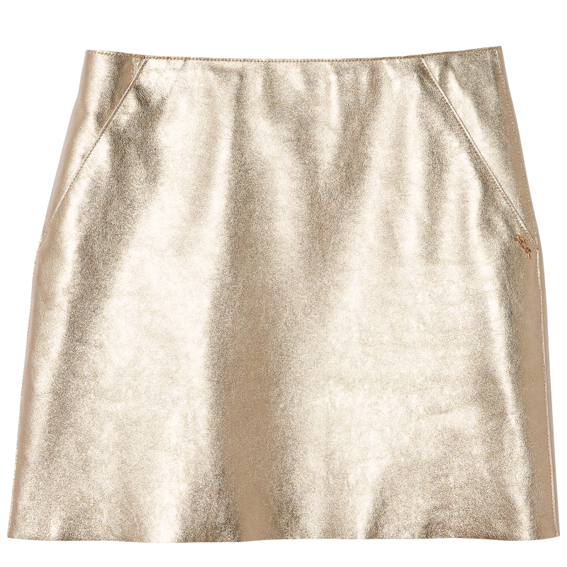 Mini skirt , Pale gold - Leather  - View 1 of 4