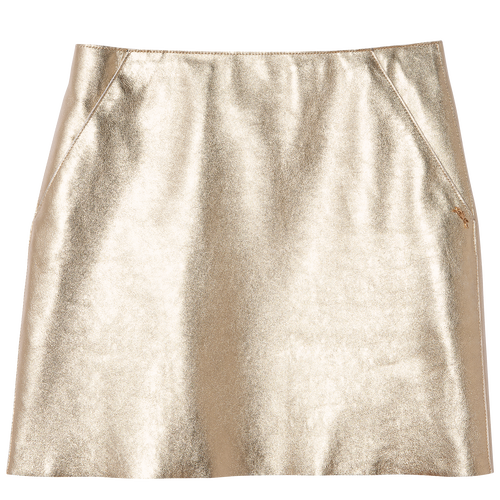 Mini skirt , Pale gold - Leather - View 1 of  4