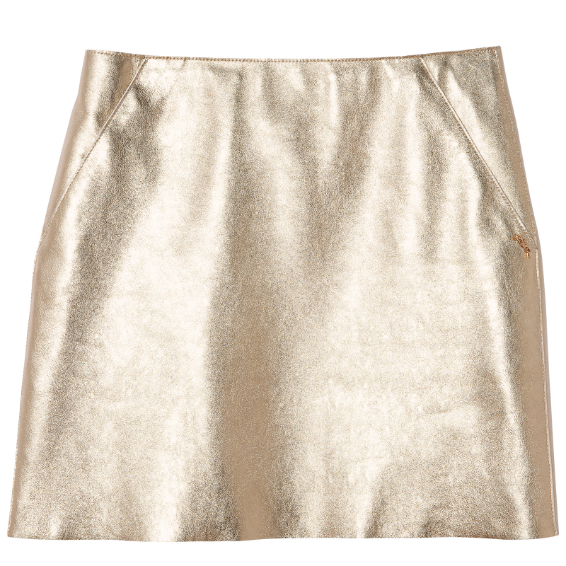Minifalda , Cuero - Dorado pálido  - Vista 1 de 4