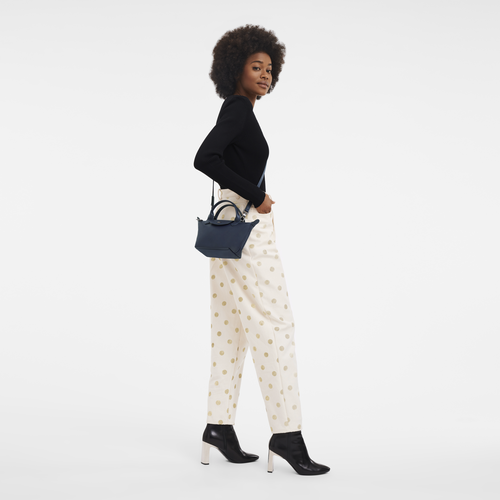 Lonchamp cuir pliage crossbody navy 