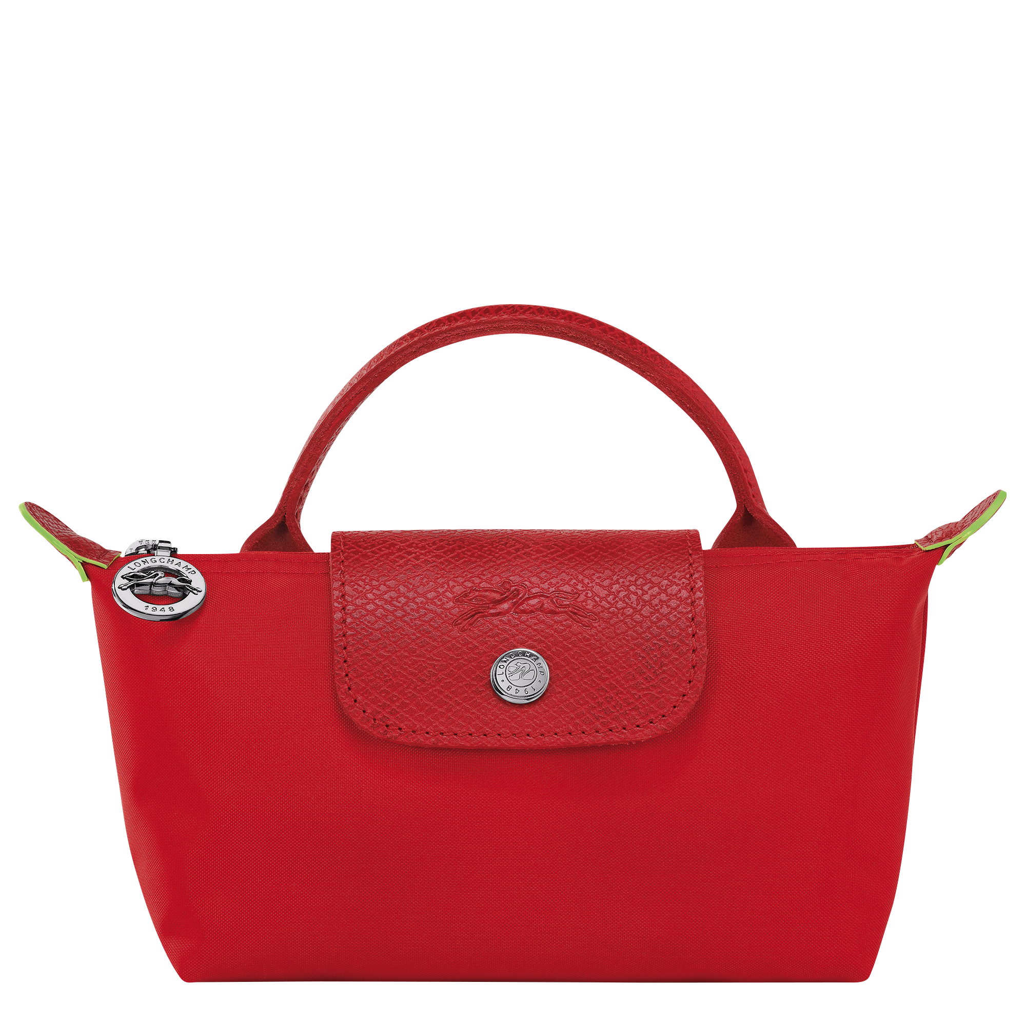 Le Pliage Green Pouch with handle, Tomato