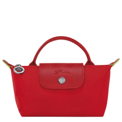 Le Pliage Green Pouch with handle , Tomato - Recycled canvas