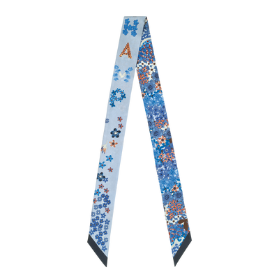 花卉項鍊 絲質緞帶, 海軍藍