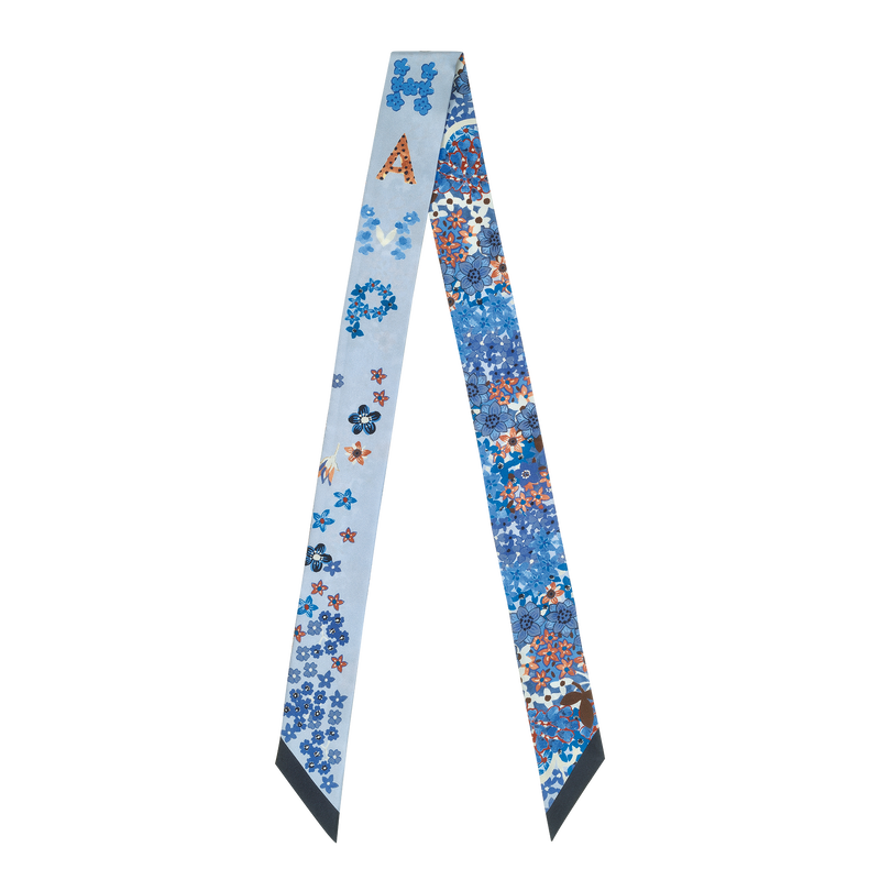 花卉項鍊 絲質緞帶 , 海軍藍 - 真絲  - 查看 1 2