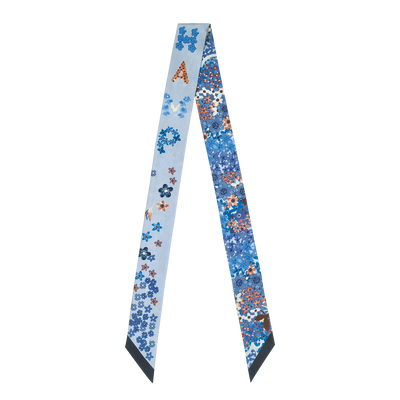 花卉項鍊 絲質緞帶, 海軍藍