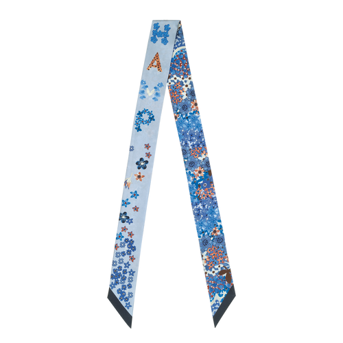 花卉項鍊 絲質緞帶 , 海軍藍 - 真絲 - 查看 1 2