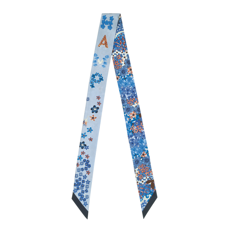 花卉項鍊 絲質緞帶 , 海軍藍 - 真絲  - 查看 1 2