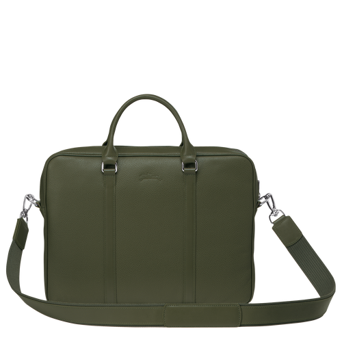 Le Foulonné XS Briefcase , Khaki - Leather - View 3 of  4