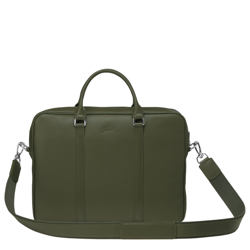 Le Foulonné XS Briefcase , Khaki - Leather  - View 3 of  4