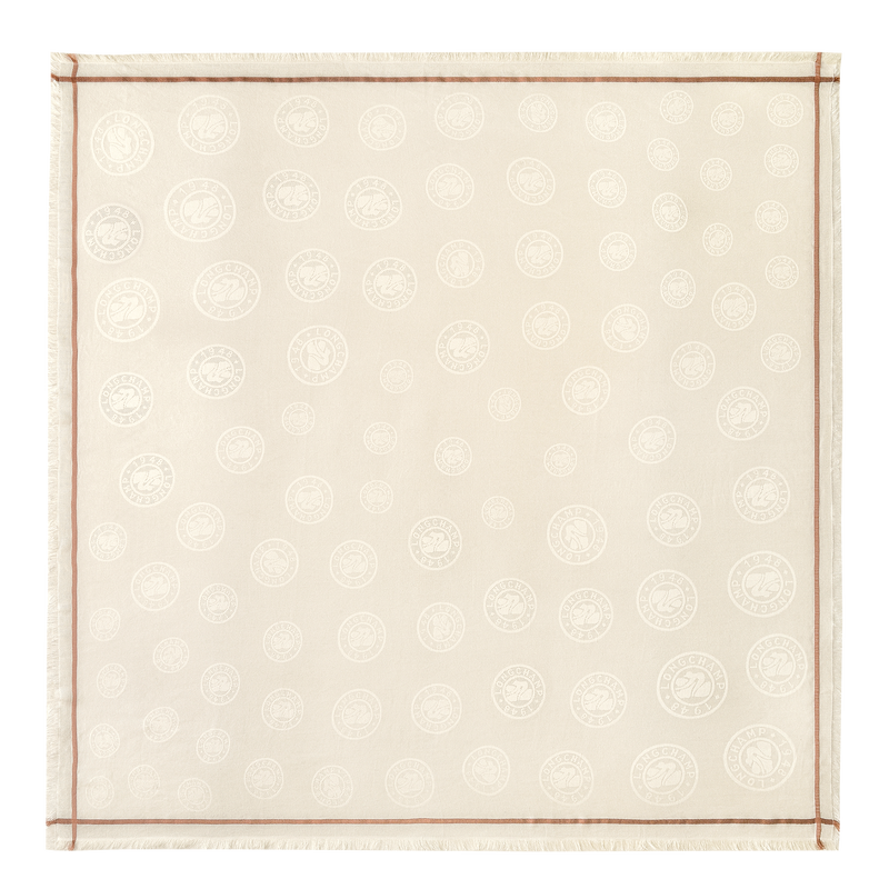 Ch&acirc;le La M&eacute;daille Longchamp , Coton m&eacute;lang&eacute; - Ivoire  - Vue 1 de 2