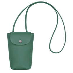 Le Pliage Xtra 裝飾皮革滾邊的手機殼 , 鼠尾草綠色 - 皮革