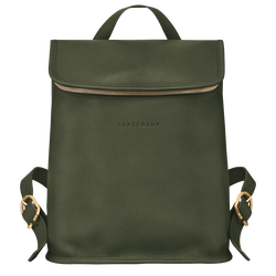 Le Foulonné Backpack , Khaki - Leather