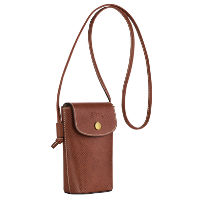 【美品✨️】LONGCHAMP スマホショルダーケース ブラウン 苦しく レザー