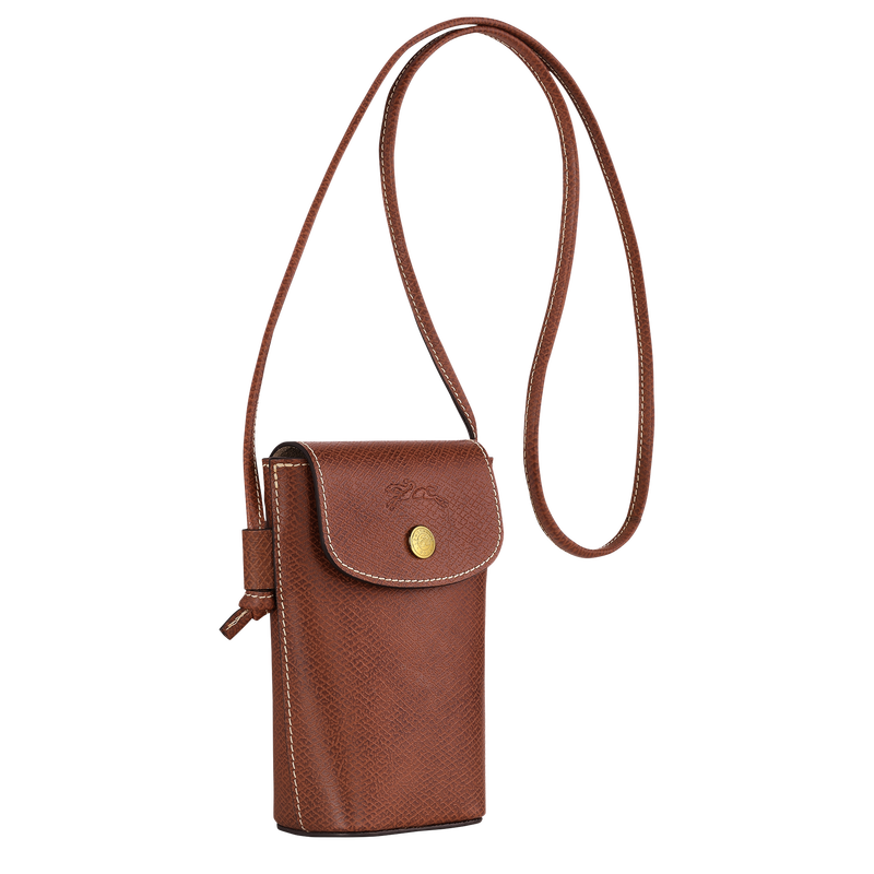 Epure Phone case with leather lace Brown Leather Longchamp US