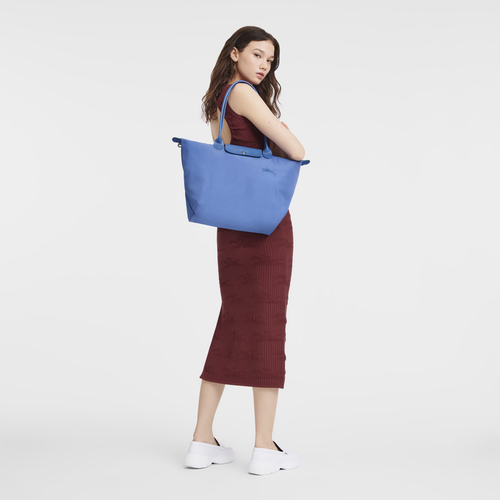 Le Pliage Green L Tote bag , Cornflower - Recycled canvas - View 2 of  6