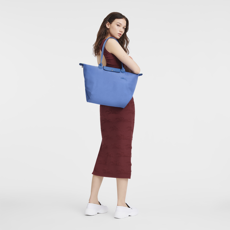 Le Pliage Green L Tote bag , Cornflower - Recycled canvas  - View 2 of  6