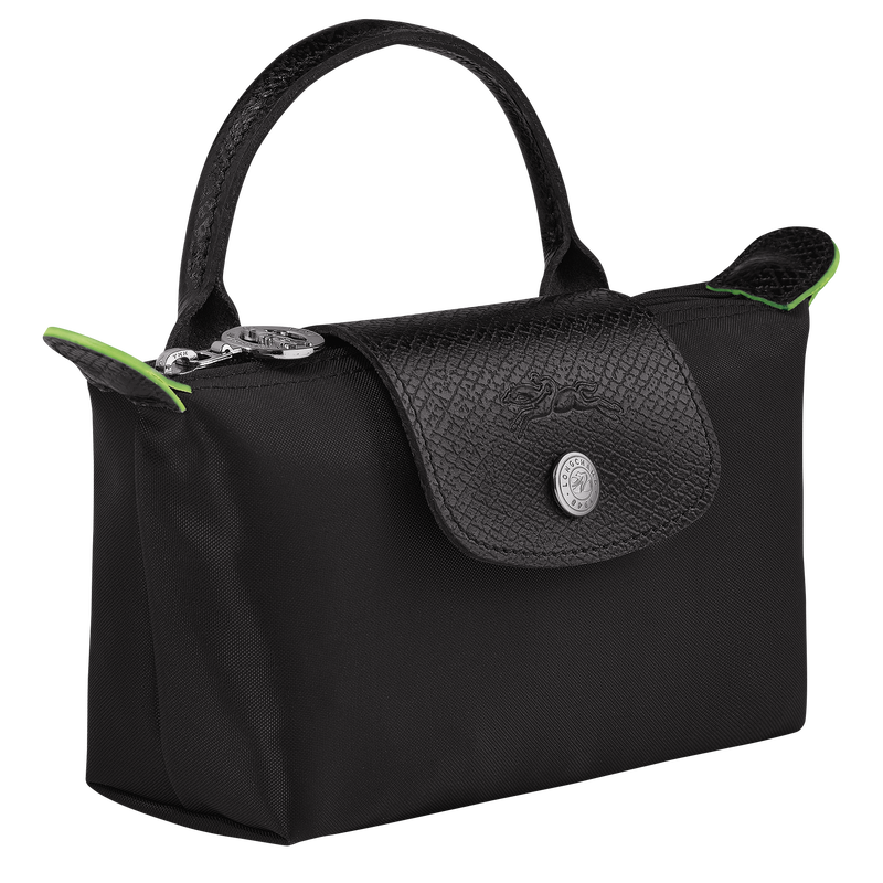 Le Pliage Green Pouch with handle , Black - Recycled canvas  - View 3 of  6