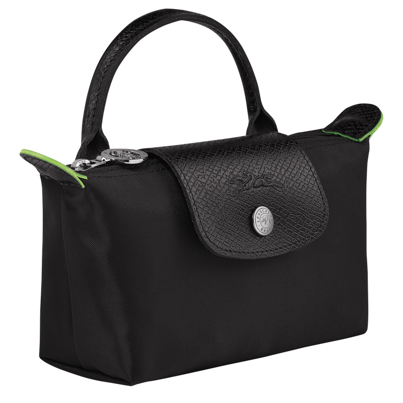 Le Pliage Green Pouch with handle , Black - Recycled canvas  - View 3 of  6
