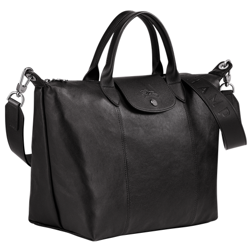 Top handle bag M Le Pliage Cuir Black (L1515757001) | Longchamp US