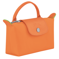 Le Pliage Green Pouch with handle , Orange - Recycled canvas