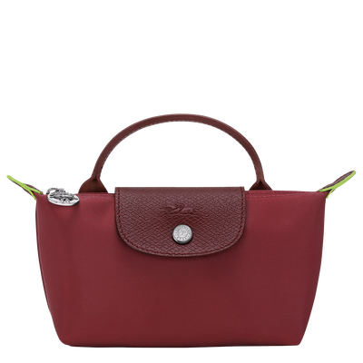 Le Pliage Green Pouch with handle , Pomegranate - Recycled canvas