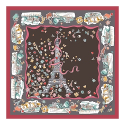 Equestrian Tower Silk scarf 50 , Mocha - Silk