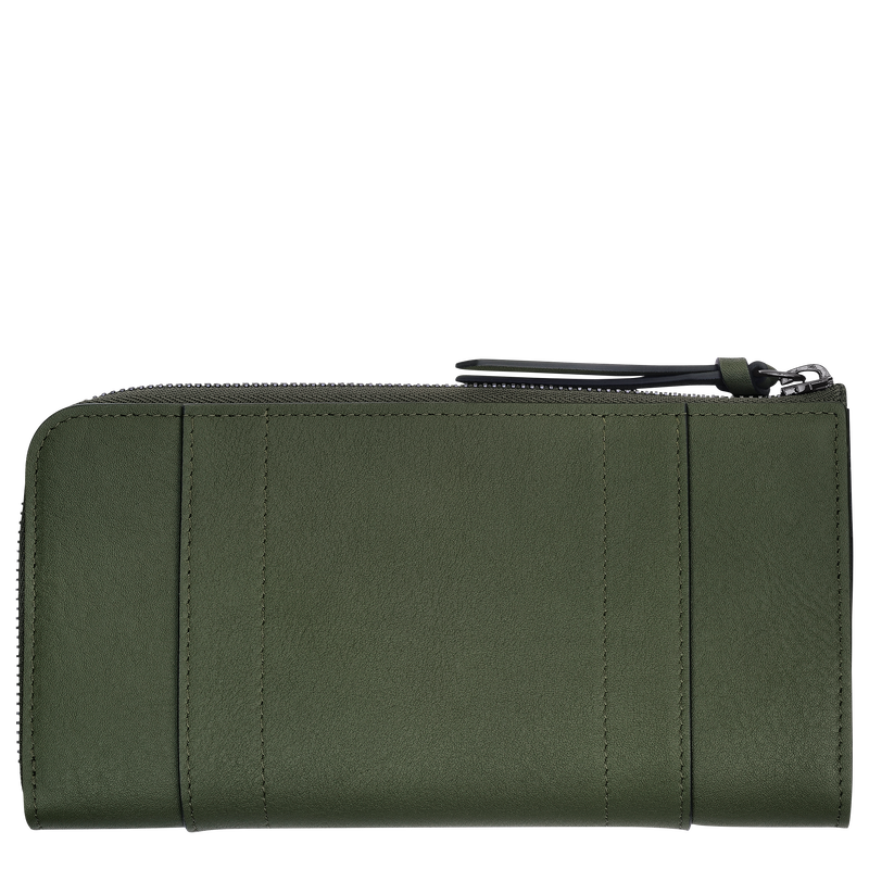 ロンシャン 3D ジップラウンドウォレット , カーキ - レザー  - ビュー 2: 3