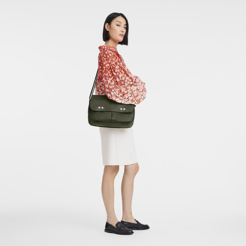 Umhängetasche M Très Paris Leder - Khaki | Longchamp DE NAO様専用