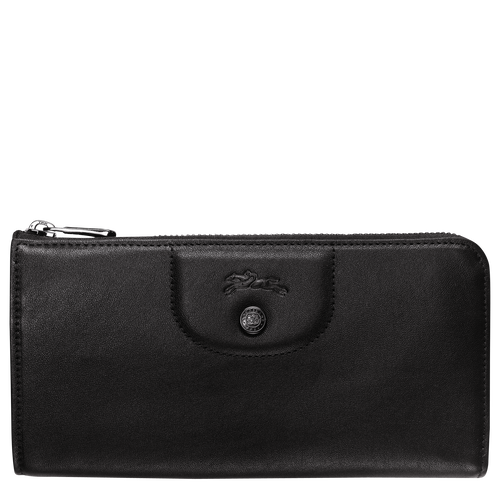 Le Pliage Cuir Long wallet with zip around, Black