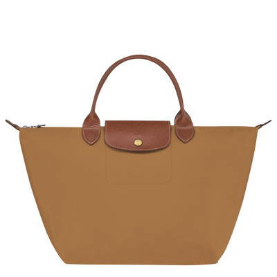 Handtasche M Le Pliage Original Recyceltes Canvas Gelbbraun Longchamp DE