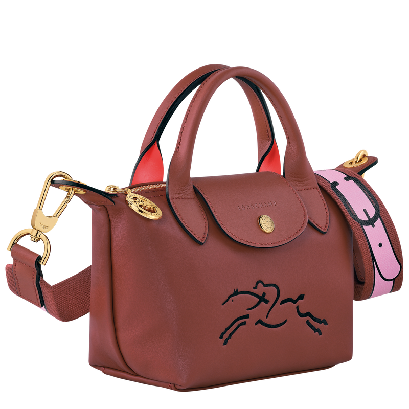 Sac à main XS Le Pliage Xtra , Cuir - Acajou  - Vue 3 de 6