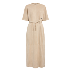 Vestido comprido em couro , Pele - Linho