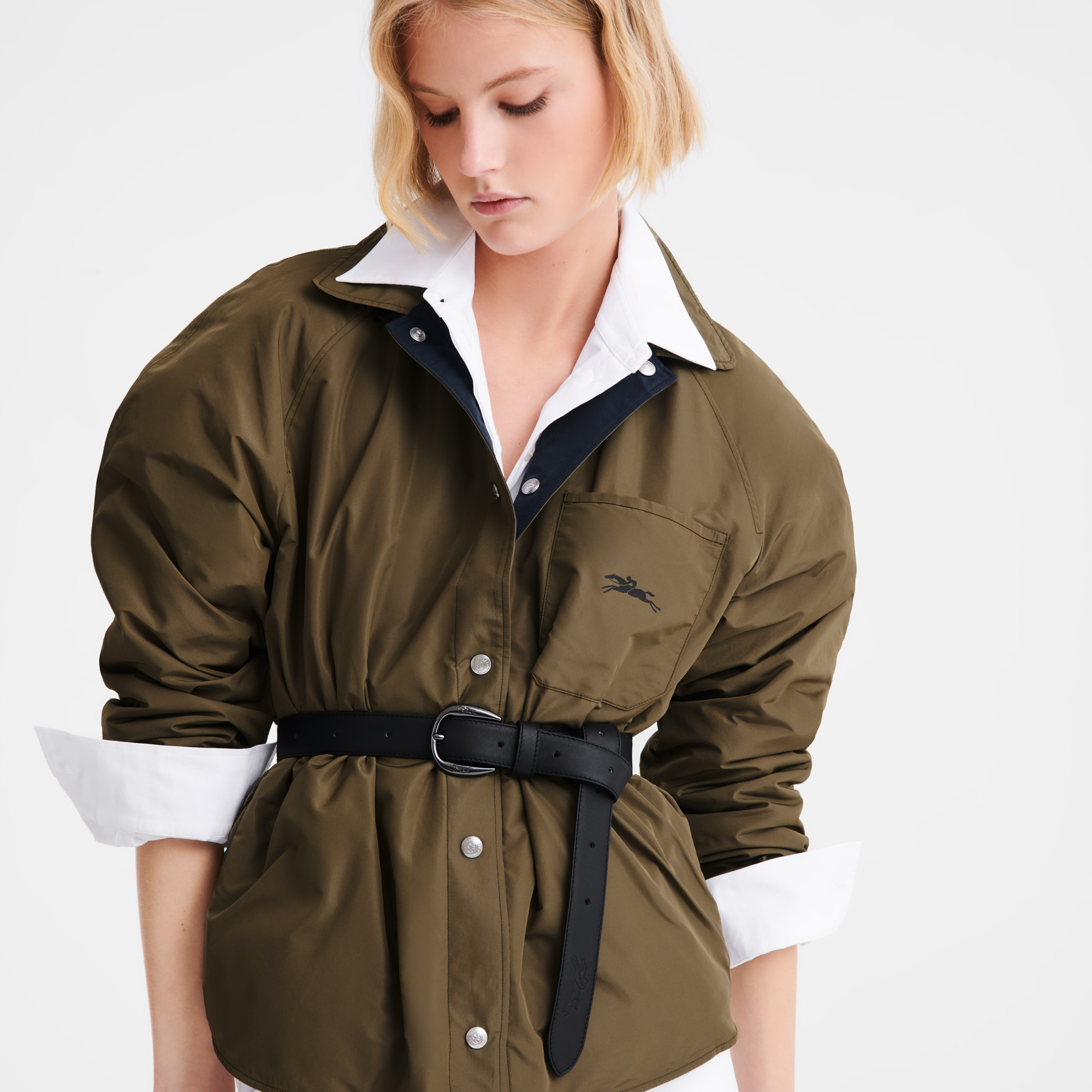 Padded blouson Navy/Artichoke - Techno taffeta 6 US | Longchamp US Padded blouson Navy/Artichoke - Techno taffeta 6 US | Longchamp US