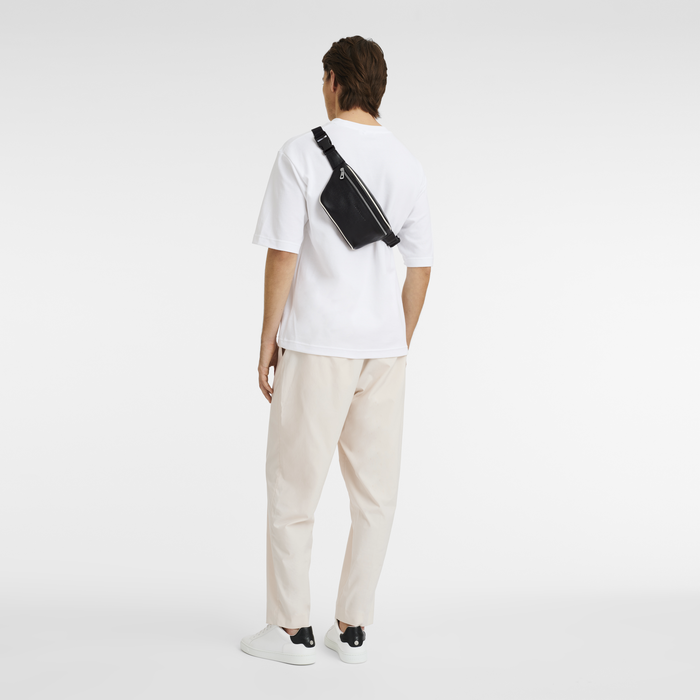 Le Foulonné Sac banane, Noir/Blanc