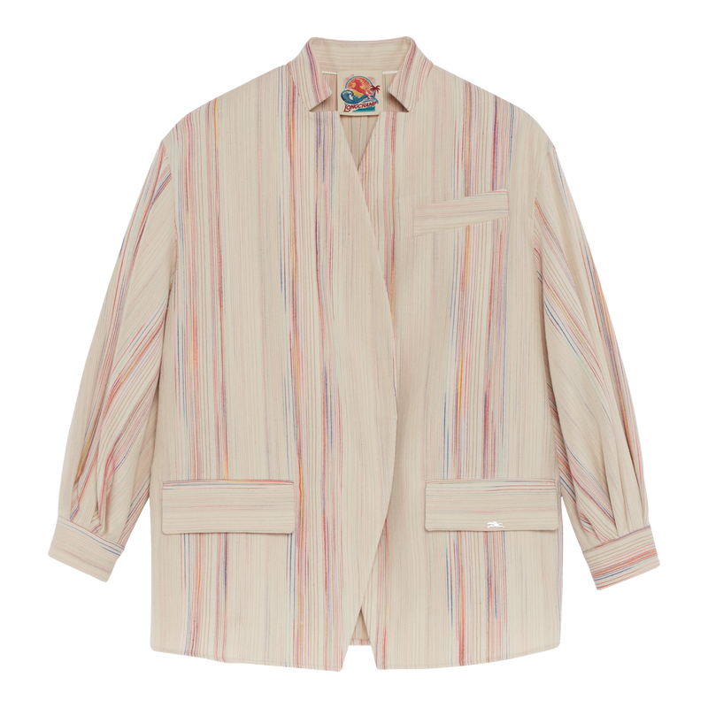 Kimono jacket , Rainbow - Jacquard striped cotton  - View 1 of  5