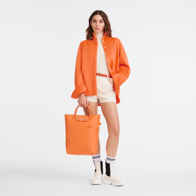 Le Pliage Green M Tote bag , Orange - Canvas