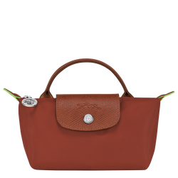 Le Pliage Green Pouch with handle , Chestnut - Recycled canvas