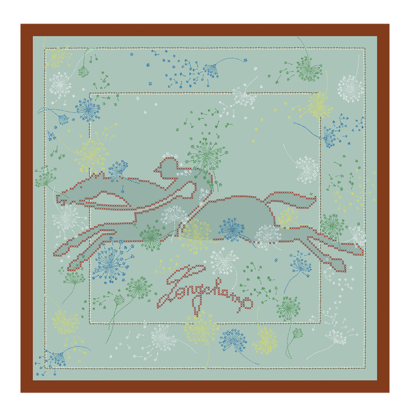 Douce Cavalcade Silk scarf 50 , Almond Green - Silk  - View 1 of 2